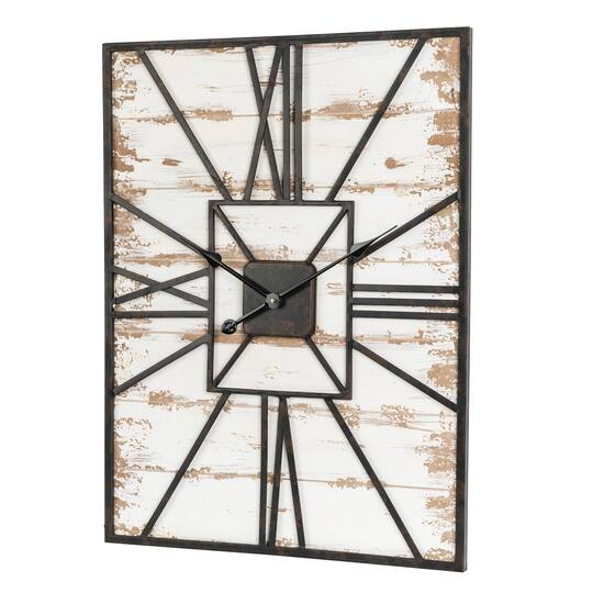 Glitzhome 31 5 Oversized Farmhouse Wooden Metal Rectangle Wall Clock Michaels - Large Rectangle Wall Clock